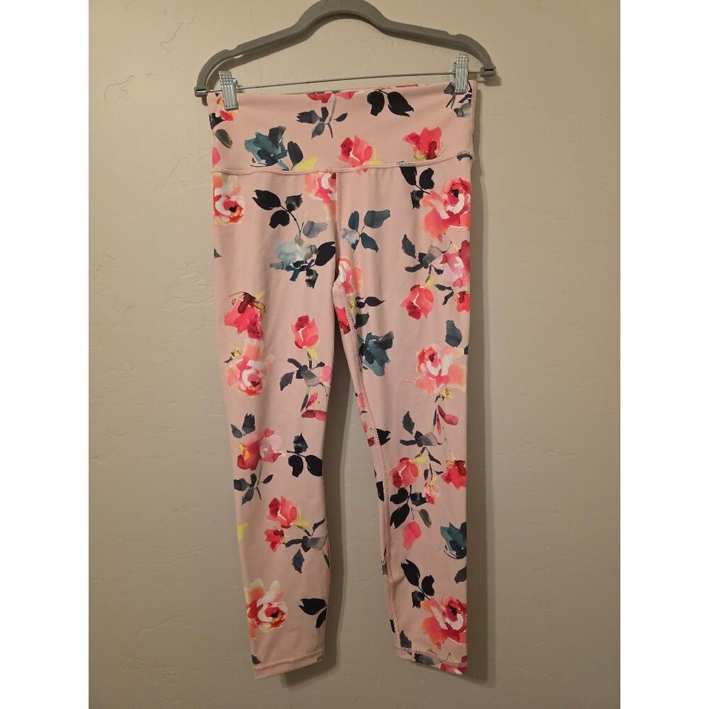 Athleta Floral Elation 7/8 Leggings Pink High Rise Yoga Pants Medium